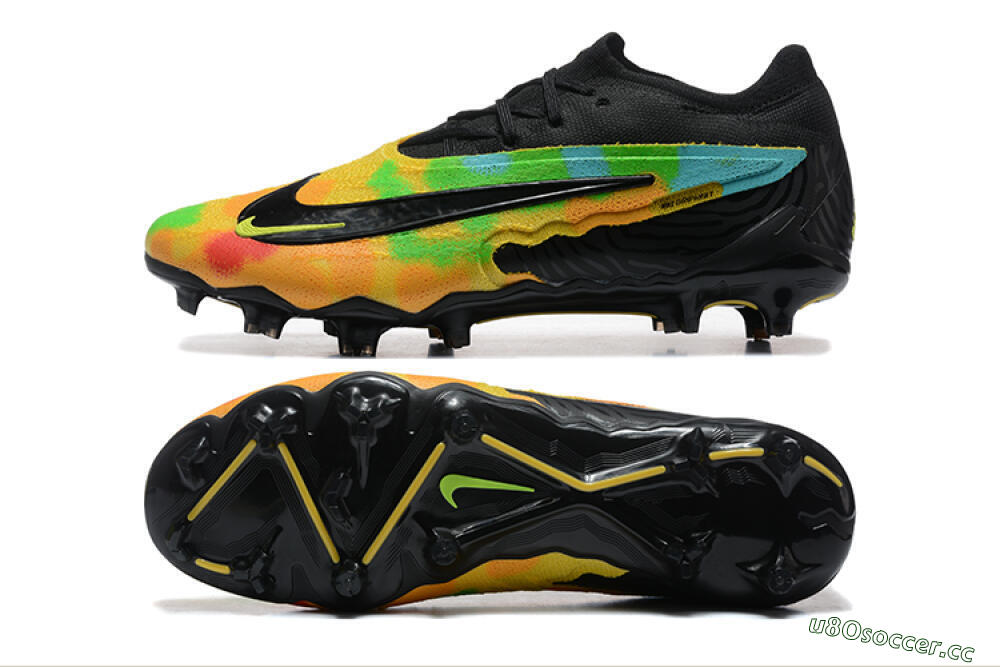 Men's Nike Phantom GX Elite FG Firm Ground Low-Tops Football Boots - Black/Rainbow 1