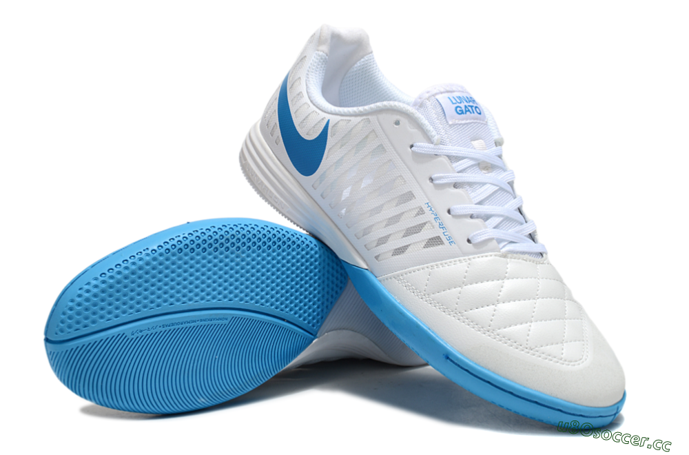 Unisex Nike Lunar Gato 2 IC Indoor & Futsal Low-Tops Football Shoes - White/Blue 3