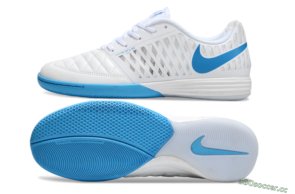 Unisex Nike Lunar Gato 2 IC Indoor & Futsal Low-Tops Football Shoes - White/Blue 1