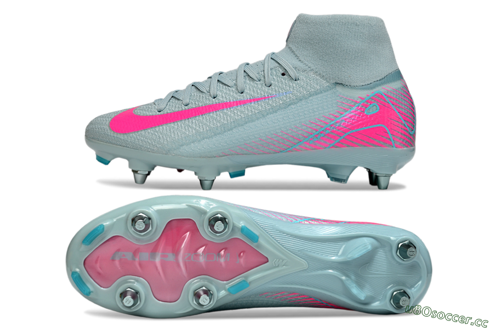 Men's Nike Air Zoom Mercurial Superfly 10 Elite SG Soft Ground High-Tops Football Boots - Jade/Pink 1