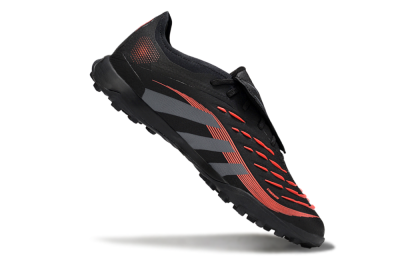 Men's Adidas Predator Elite Foldover Tongue TF Artificial Turf Low-Tops Football Shoes - Black/Grey/Red