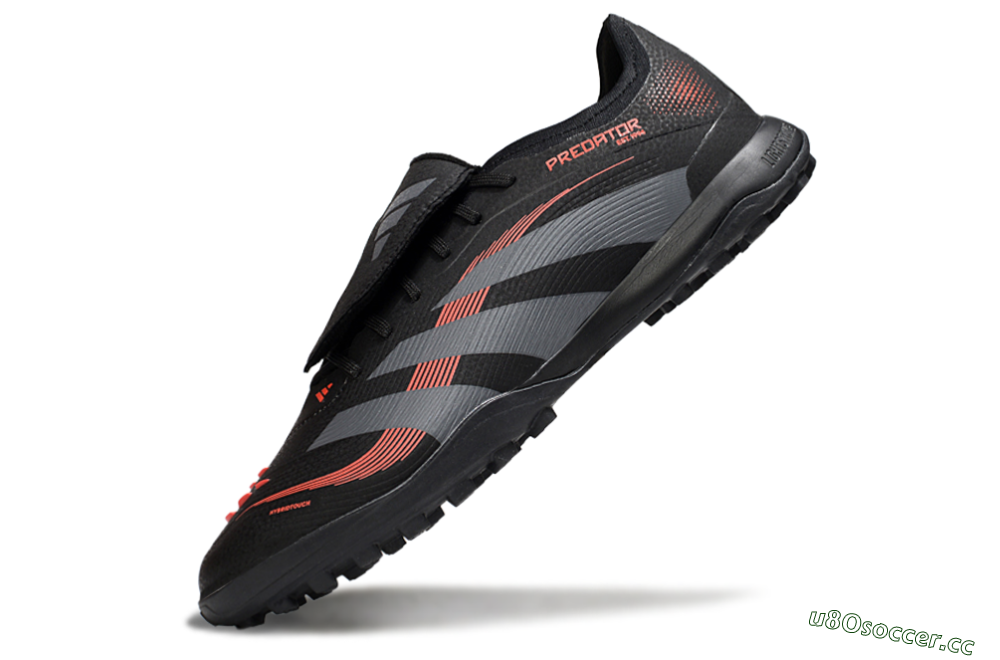 Men's Adidas Predator Elite Foldover Tongue TF Artificial Turf Low-Tops Football Shoes - Black/Grey/Red 5