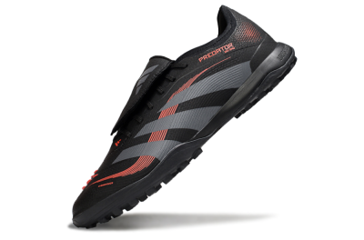 Men's Adidas Predator Elite Foldover Tongue TF Artificial Turf Low-Tops Football Shoes - Black/Grey/Red