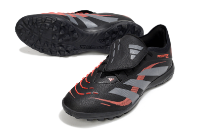 Men's Adidas Predator Elite Foldover Tongue TF Artificial Turf Low-Tops Football Shoes - Black/Grey/Red