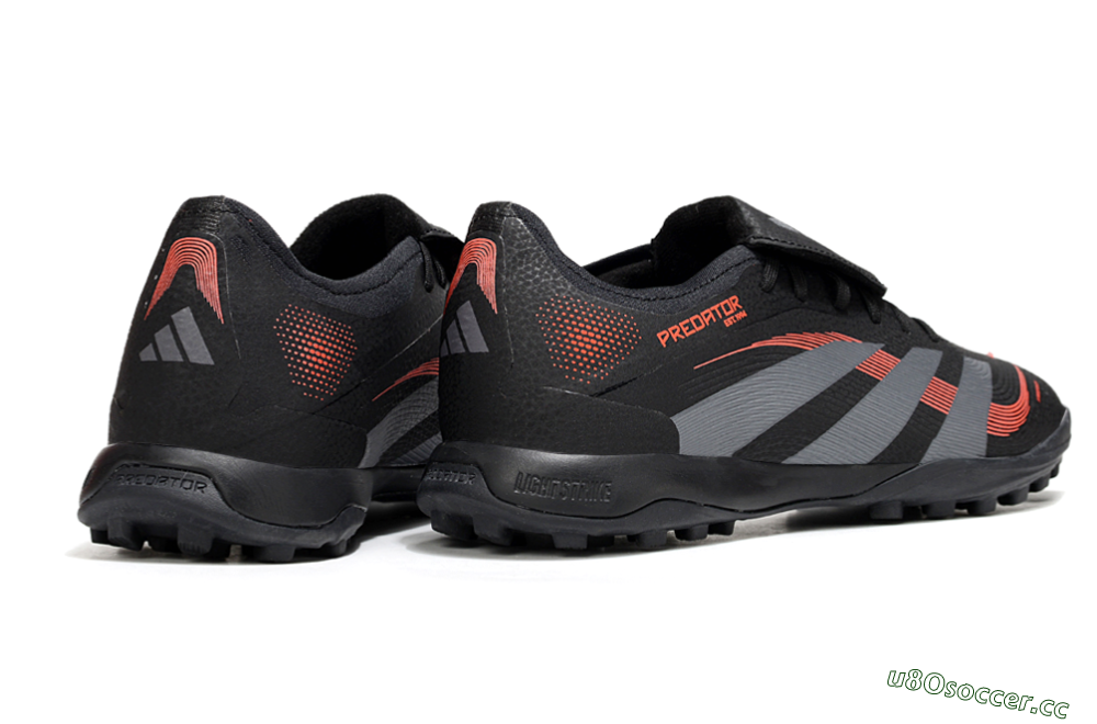 Men's Adidas Predator Elite Foldover Tongue TF Artificial Turf Low-Tops Football Shoes - Black/Grey/Red 6