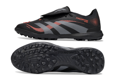 Men's Adidas Predator Elite Foldover Tongue TF Artificial Turf Low-Tops Football Shoes - Black/Grey/Red