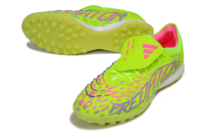 Men's Adidas Predator Elite Foldover Tongue TF Artificial Turf Low-Tops Football Shoes - Yellow/Pink/White