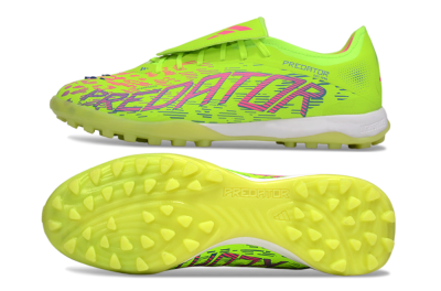 Men's Adidas Predator Elite Foldover Tongue TF Artificial Turf Low-Tops Football Shoes - Yellow/Pink/White