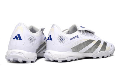 Men's Adidas Predator Elite Foldover Tongue TF Artificial Turf Low-Tops Football Shoes - White/Silver/Blue