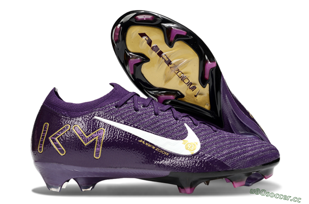Unisex Nike Air Zoom Mercurial Vapor 16 Elite FG Firm Ground Low-Tops Football Boots - Purple/White/Gold 2