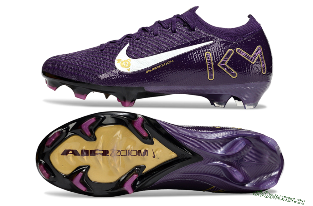 Unisex Nike Air Zoom Mercurial Vapor 16 Elite FG Firm Ground Low-Tops Football Boots - Purple/White/Gold 1