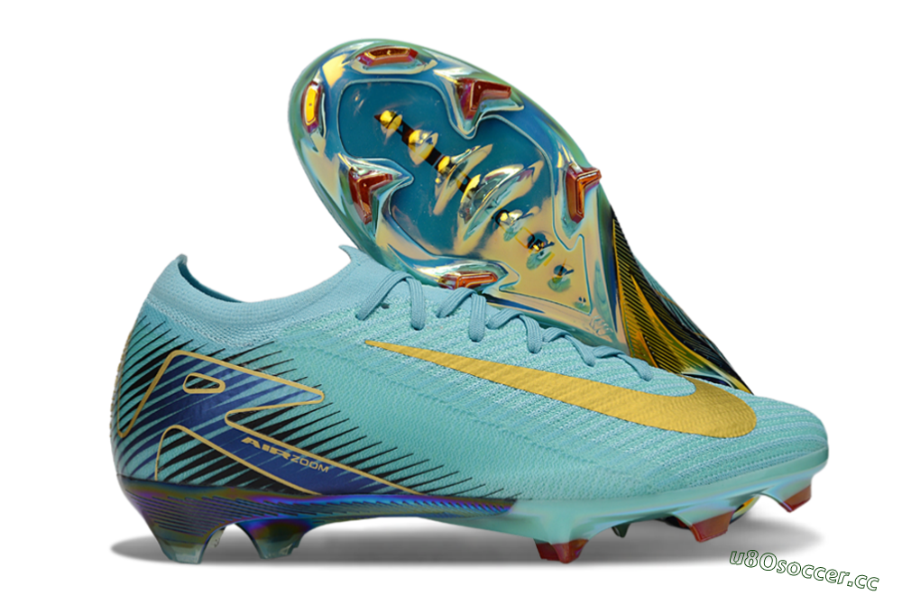 Unisex Nike Air Zoom Mercurial Vapor 16 Elite FG Firm Ground Low-Tops Football Boots - Jade/Gold/Blue 2