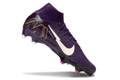 Unisex Nike Air Zoom Mercurial Superfly 10 Elite FG Firm Ground High-Tops Football Boots - Purple/White/Gold