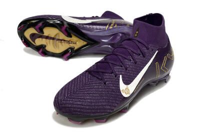 Unisex Nike Air Zoom Mercurial Superfly 10 Elite FG Firm Ground High-Tops Football Boots - Purple/White/Gold