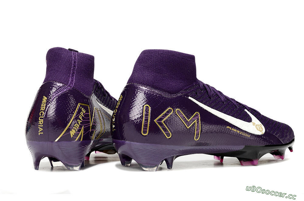 Unisex Nike Air Zoom Mercurial Superfly 10 Elite FG Firm Ground High-Tops Football Boots - Purple/White/Gold 6