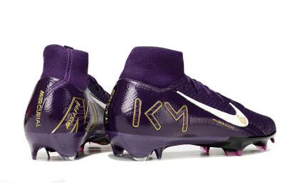 Unisex Nike Air Zoom Mercurial Superfly 10 Elite FG Firm Ground High-Tops Football Boots - Purple/White/Gold