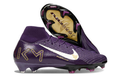 Unisex Nike Air Zoom Mercurial Superfly 10 Elite FG Firm Ground High-Tops Football Boots - Purple/White/Gold