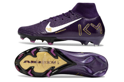 Unisex Nike Air Zoom Mercurial Superfly 10 Elite FG Firm Ground High-Tops Football Boots - Purple/White/Gold