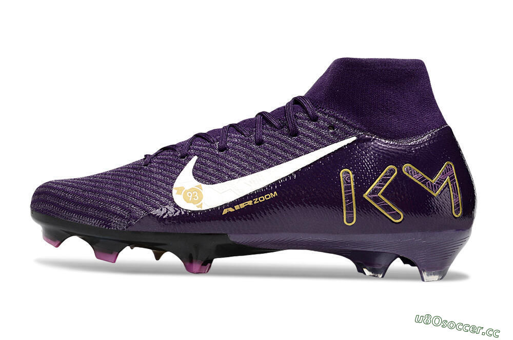 Unisex Nike Air Zoom Mercurial Superfly 10 Elite FG Firm Ground High-Tops Football Boots - Purple/White/Gold 0