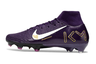Unisex Nike Air Zoom Mercurial Superfly 10 Elite FG Firm Ground High-Tops Football Boots - Purple/White/Gold