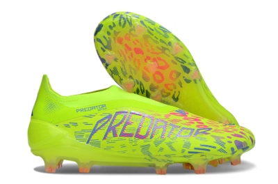 Men's Adidas Predator 25 Elite Laceless FG Firm Ground Low-Tops Football Boots - Yellow/Pink/White