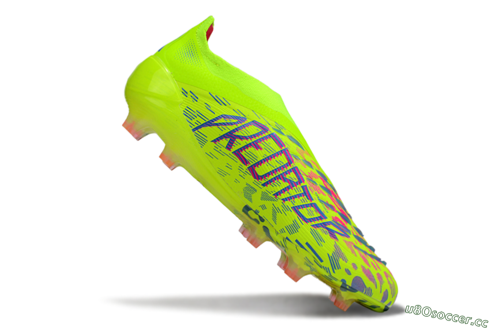 Men's Adidas Predator 25 Elite Laceless FG Firm Ground Low-Tops Football Boots - Yellow/Pink/White 4