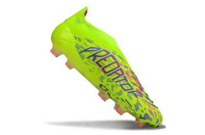 Men's Adidas Predator 25 Elite Laceless FG Firm Ground Low-Tops Football Boots - Yellow/Pink/White