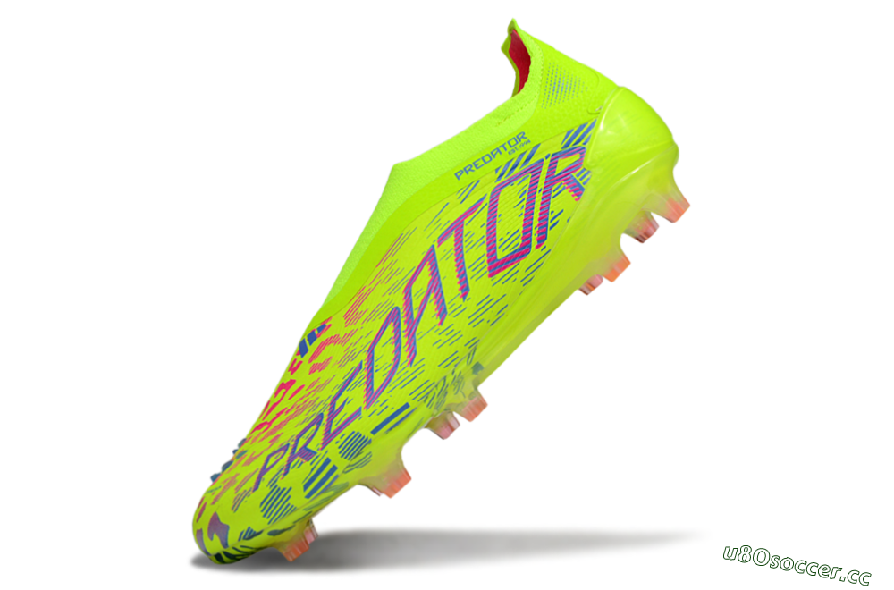 Men's Adidas Predator 25 Elite Laceless FG Firm Ground Low-Tops Football Boots - Yellow/Pink/White 5