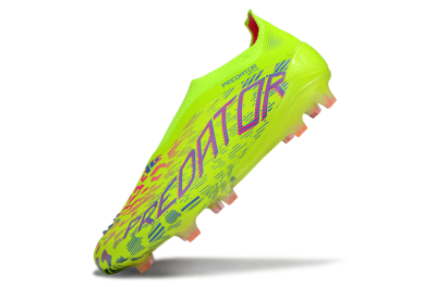 Men's Adidas Predator 25 Elite Laceless FG Firm Ground Low-Tops Football Boots - Yellow/Pink/White