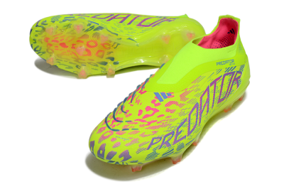 Men's Adidas Predator 25 Elite Laceless FG Firm Ground Low-Tops Football Boots - Yellow/Pink/White