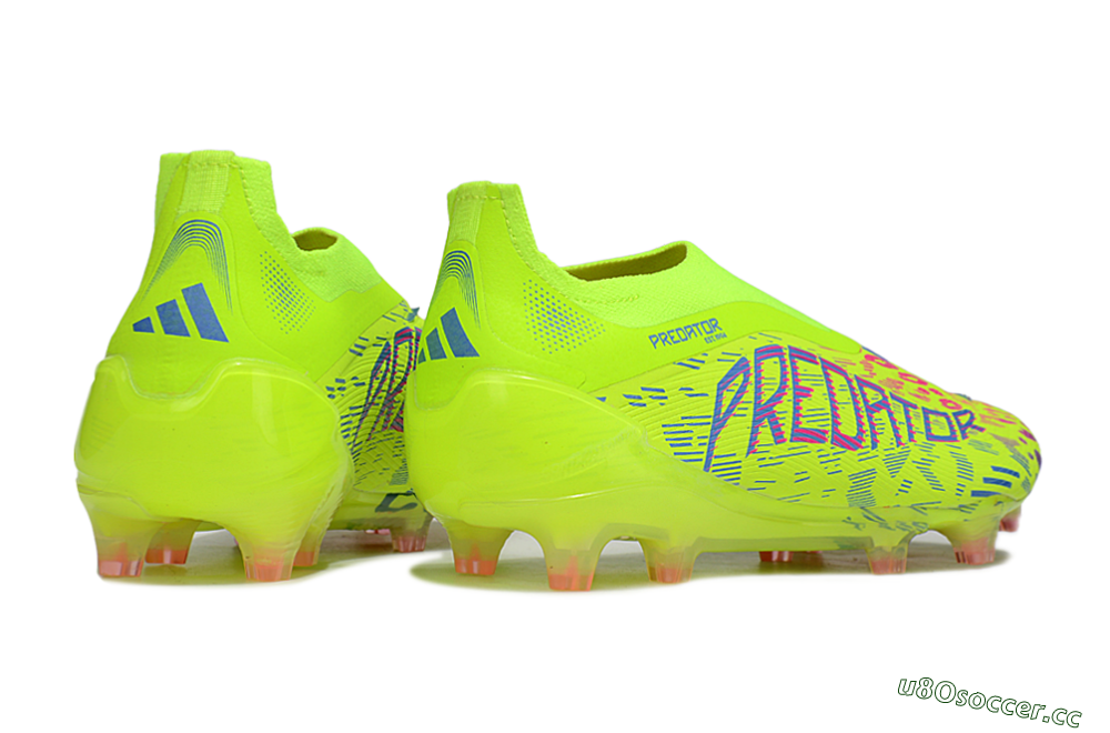 Men's Adidas Predator 25 Elite Laceless FG Firm Ground Low-Tops Football Boots - Yellow/Pink/White 6