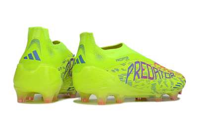 Men's Adidas Predator 25 Elite Laceless FG Firm Ground Low-Tops Football Boots - Yellow/Pink/White