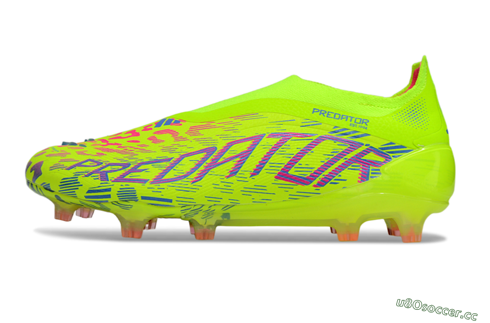 Men's Adidas Predator 25 Elite Laceless FG Firm Ground Low-Tops Football Boots - Yellow/Pink/White 0