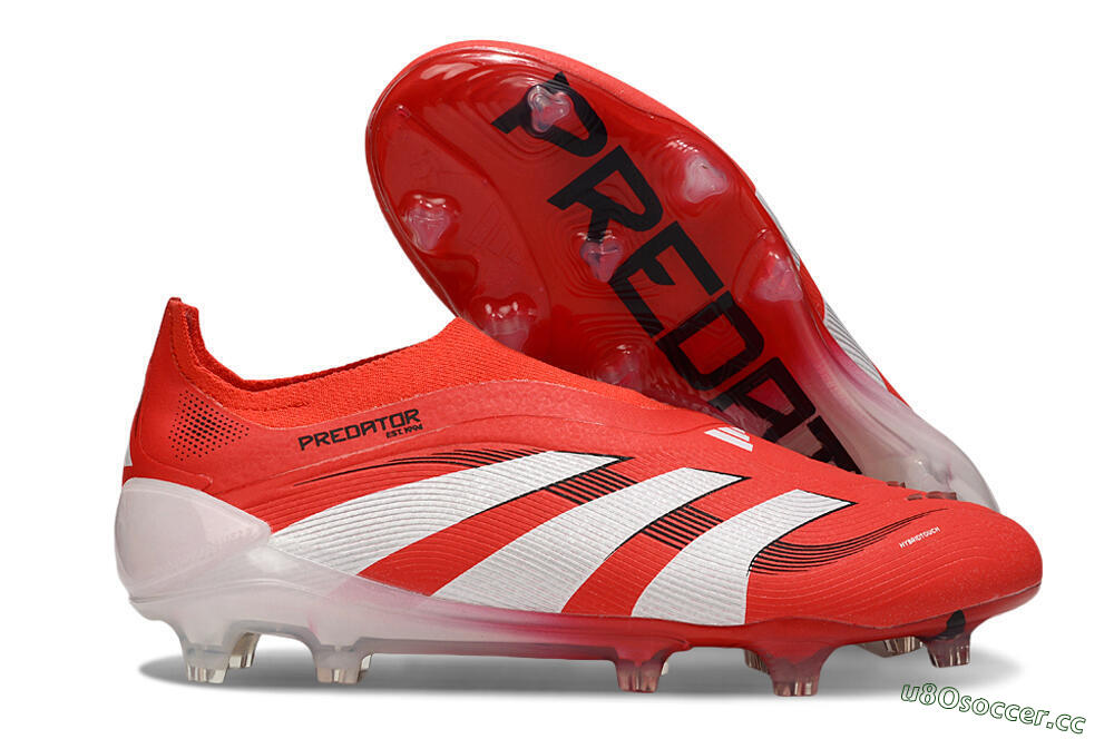 Men's Adidas Predator 25 Elite Laceless FG Firm Ground Low-Tops Football Boots - Red/White/Black 2