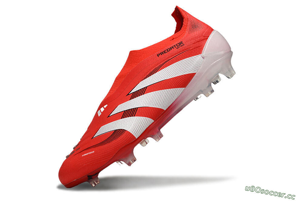 Men's Adidas Predator 25 Elite Laceless FG Firm Ground Low-Tops Football Boots - Red/White/Black 5