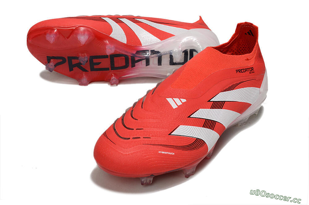 Men's Adidas Predator 25 Elite Laceless FG Firm Ground Low-Tops Football Boots - Red/White/Black 3