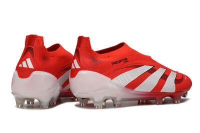 Men's Adidas Predator 25 Elite Laceless FG Firm Ground Low-Tops Football Boots - Red/White/Black