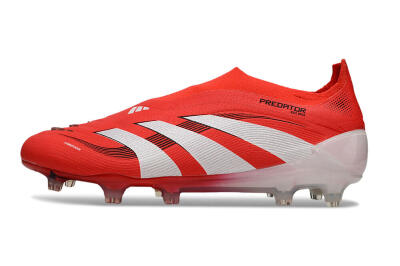 Men's Adidas Predator 25 Elite Laceless FG Firm Ground Low-Tops Football Boots - Red/White/Black