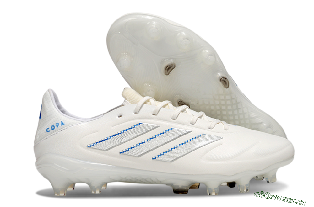 Men's Adidas Copa Pure 3 Elite FG Firm Ground Low-Tops Football Boots - White/Silver/Blue 2