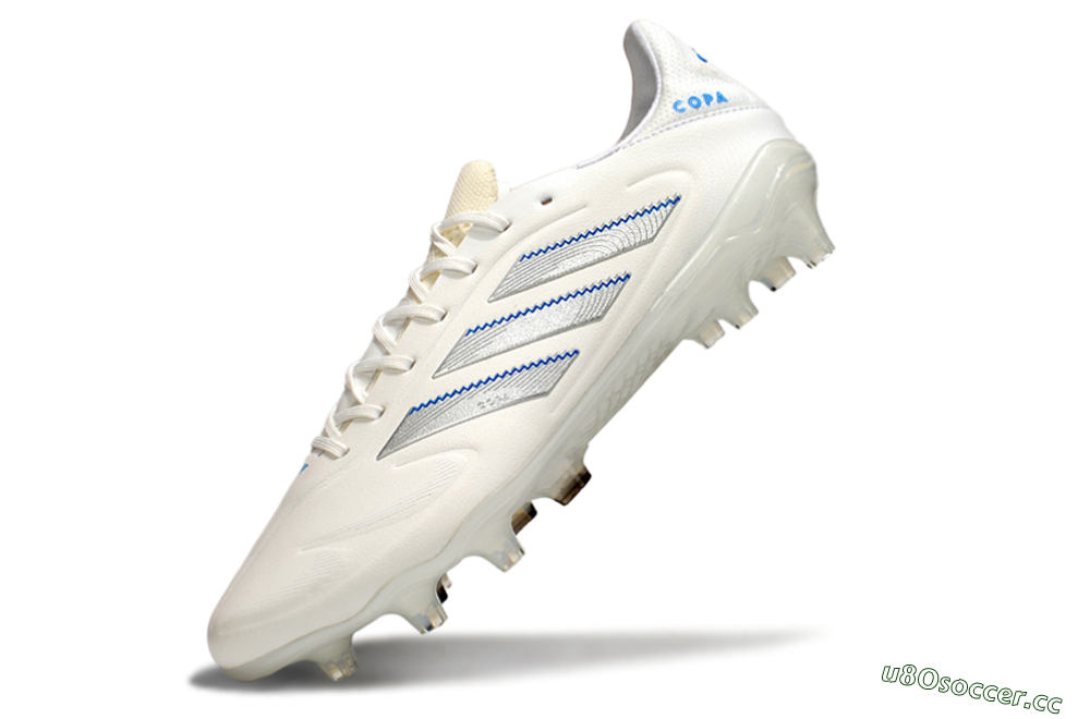 Men's Adidas Copa Pure 3 Elite FG Firm Ground Low-Tops Football Boots - White/Silver/Blue 5
