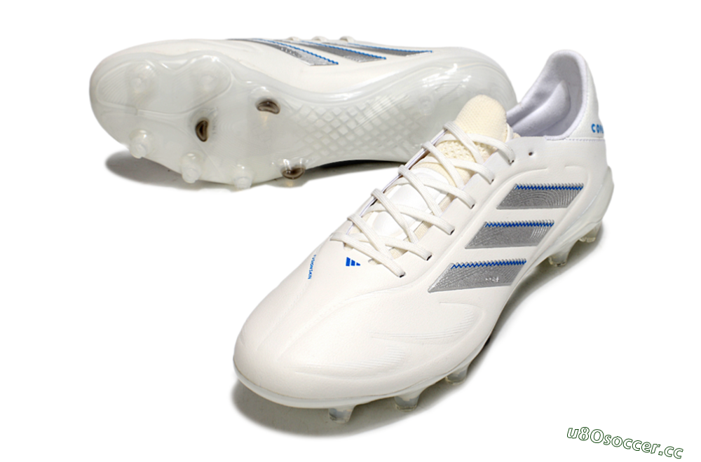 Men's Adidas Copa Pure 3 Elite FG Firm Ground Low-Tops Football Boots - White/Silver/Blue 3