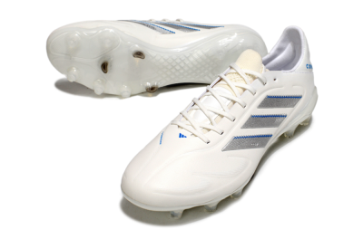 Men's Adidas Copa Pure 3 Elite FG Firm Ground Low-Tops Football Boots - White/Silver/Blue