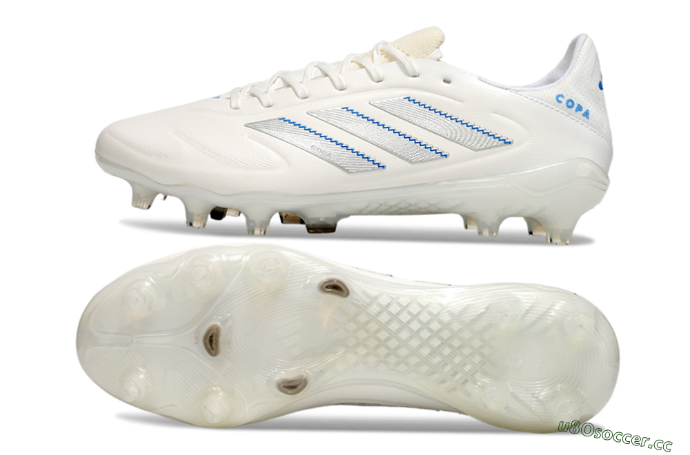 Men's Adidas Copa Pure 3 Elite FG Firm Ground Low-Tops Football Boots - White/Silver/Blue 1