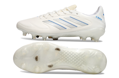Men's Adidas Copa Pure 3 Elite FG Firm Ground Low-Tops Football Boots - White/Silver/Blue