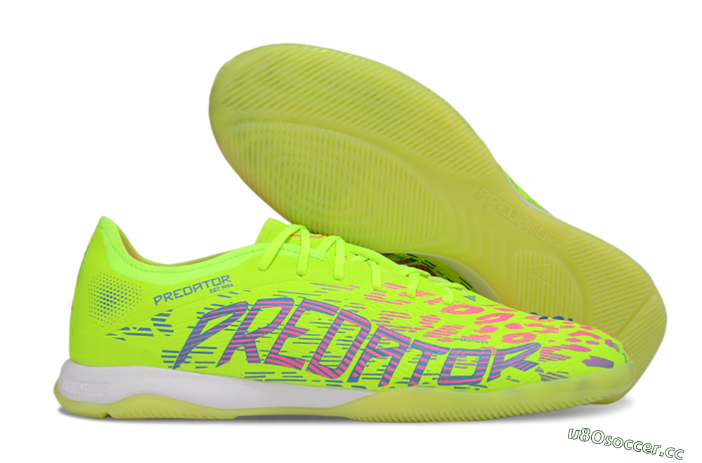 Men's Adidas Predator 25 Elite IC Indoor & Futsal Low-Tops Football Shoes - Yellow/Pink/White 2
