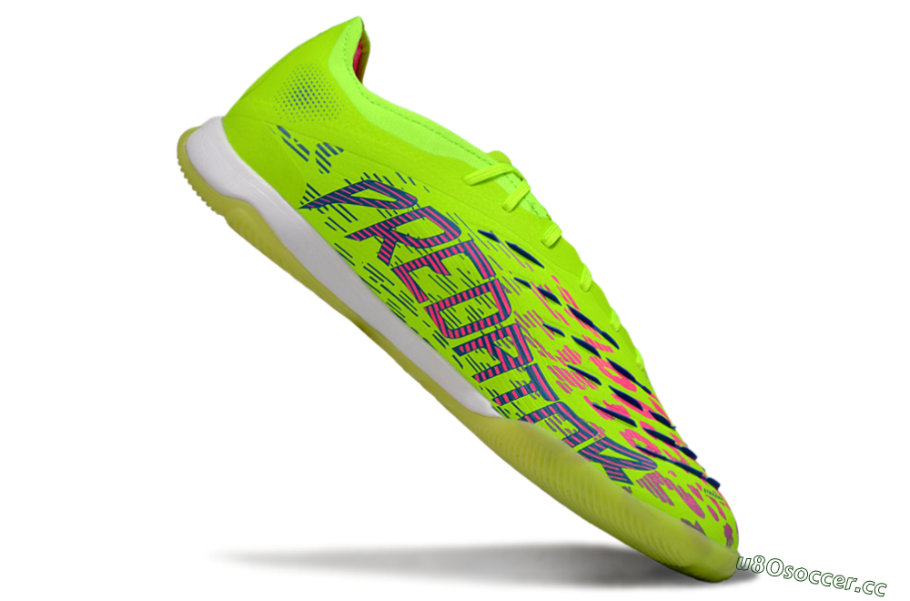 Men's Adidas Predator 25 Elite IC Indoor & Futsal Low-Tops Football Shoes - Yellow/Pink/White 4