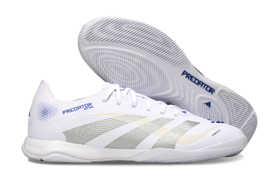 Men's Adidas Predator 25 Elite IC Indoor & Futsal Low-Tops Football Shoes - White/Silver/Blue