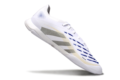 Men's Adidas Predator 25 Elite IC Indoor & Futsal Low-Tops Football Shoes - White/Silver/Blue