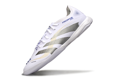 Men's Adidas Predator 25 Elite IC Indoor & Futsal Low-Tops Football Shoes - White/Silver/Blue