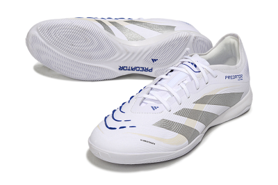 Men's Adidas Predator 25 Elite IC Indoor & Futsal Low-Tops Football Shoes - White/Silver/Blue